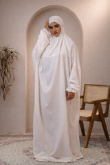 The Laya Series | Premium Plain Crepe White Laya Adan (The Paradise)