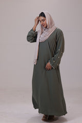 Soft Olive Everyday Elegance Abaya-Premium Imported Nida Fabric