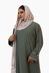 Soft Olive Everyday Elegance Abaya-Premium Imported Nida Fabric