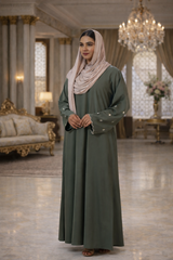 Soft Olive Everyday Elegance Abaya-Premium Imported Nida Fabric