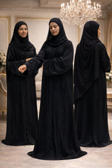 Handcrafted Beaded Detail Black Abaya-Premium Imported Nida Fabric