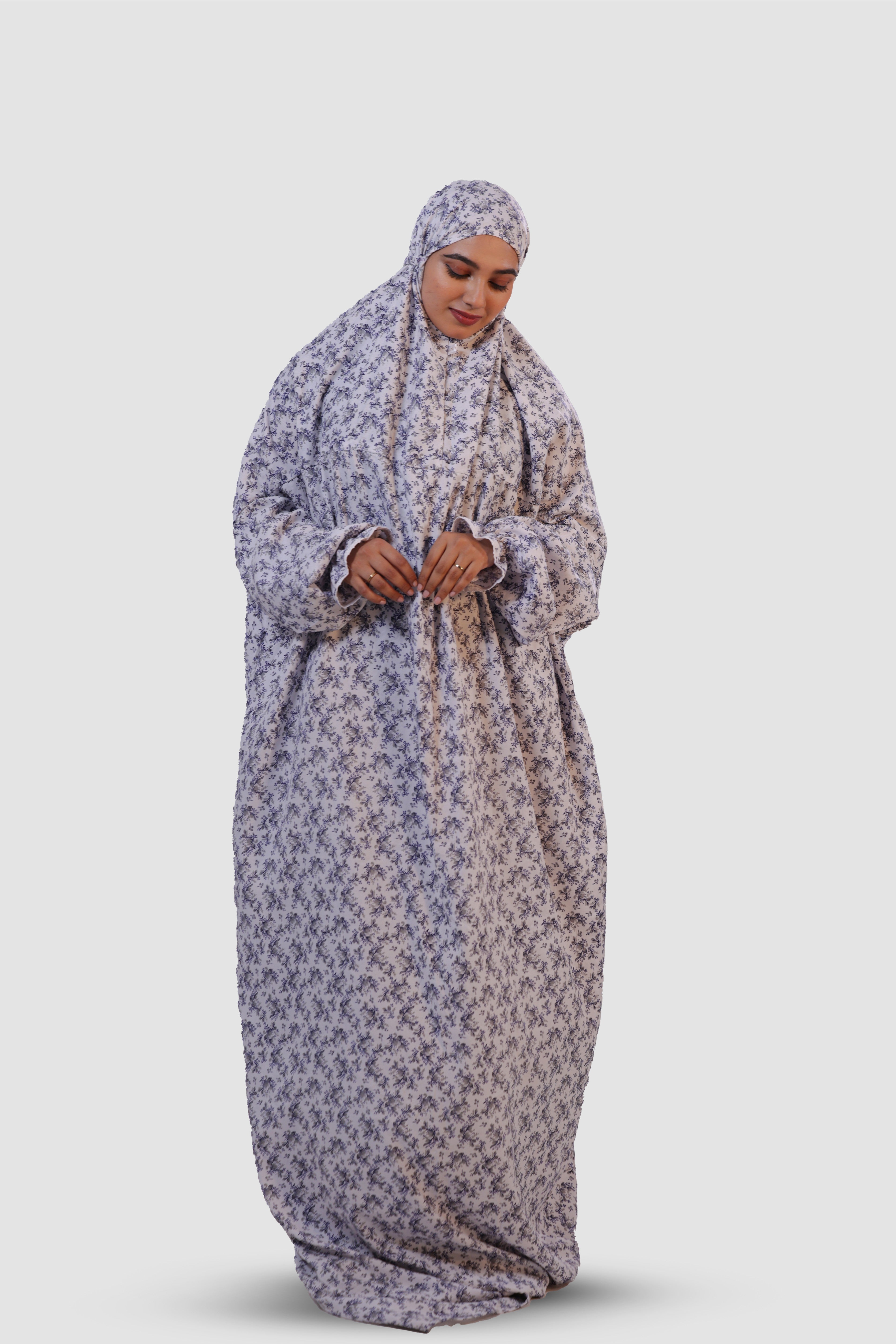 The Ria Series | Grey&Blue Ria Flora (The Bloom) Designed Crepe