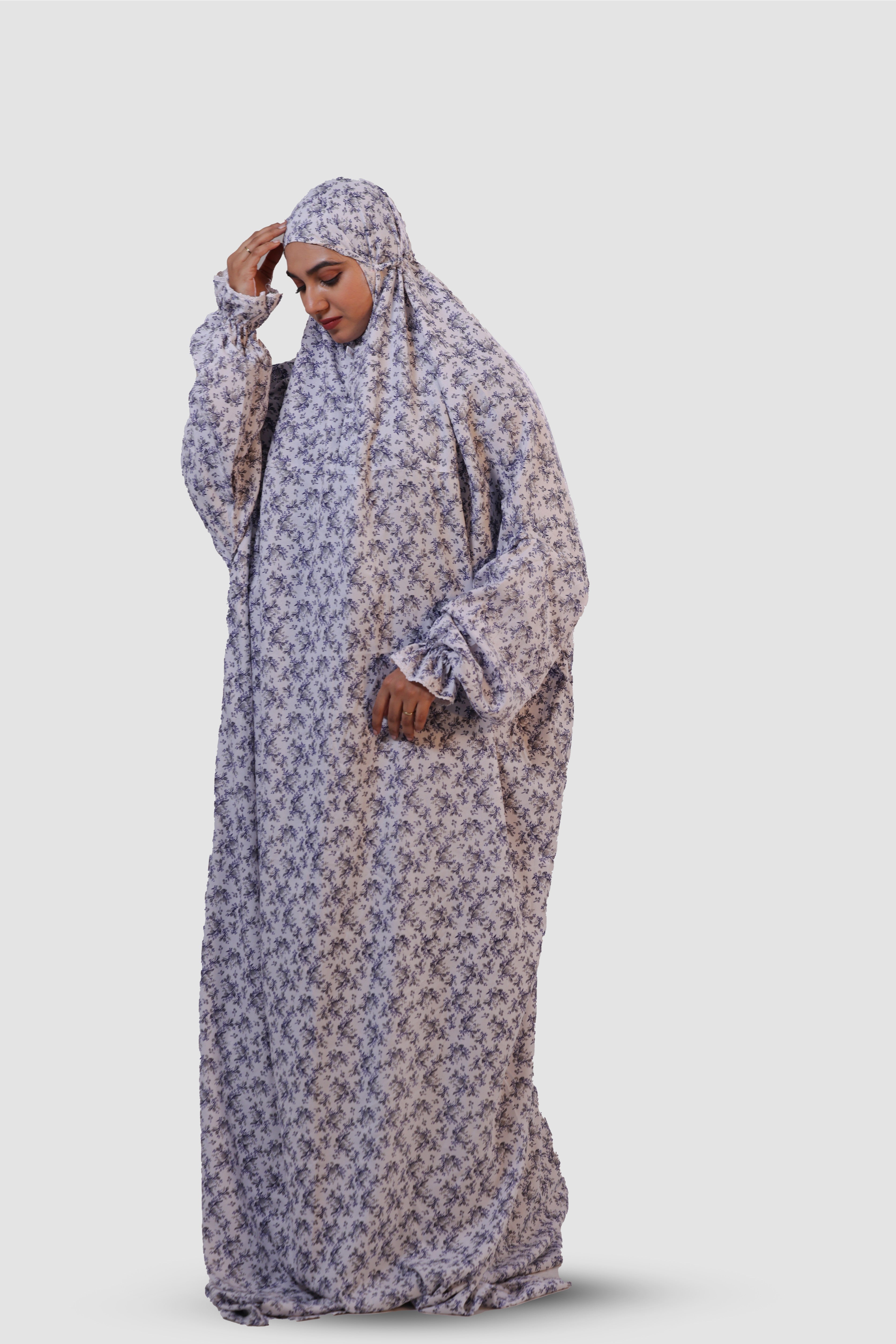 The Ria Series | Grey&Blue Ria Flora (The Bloom) Designed Crepe