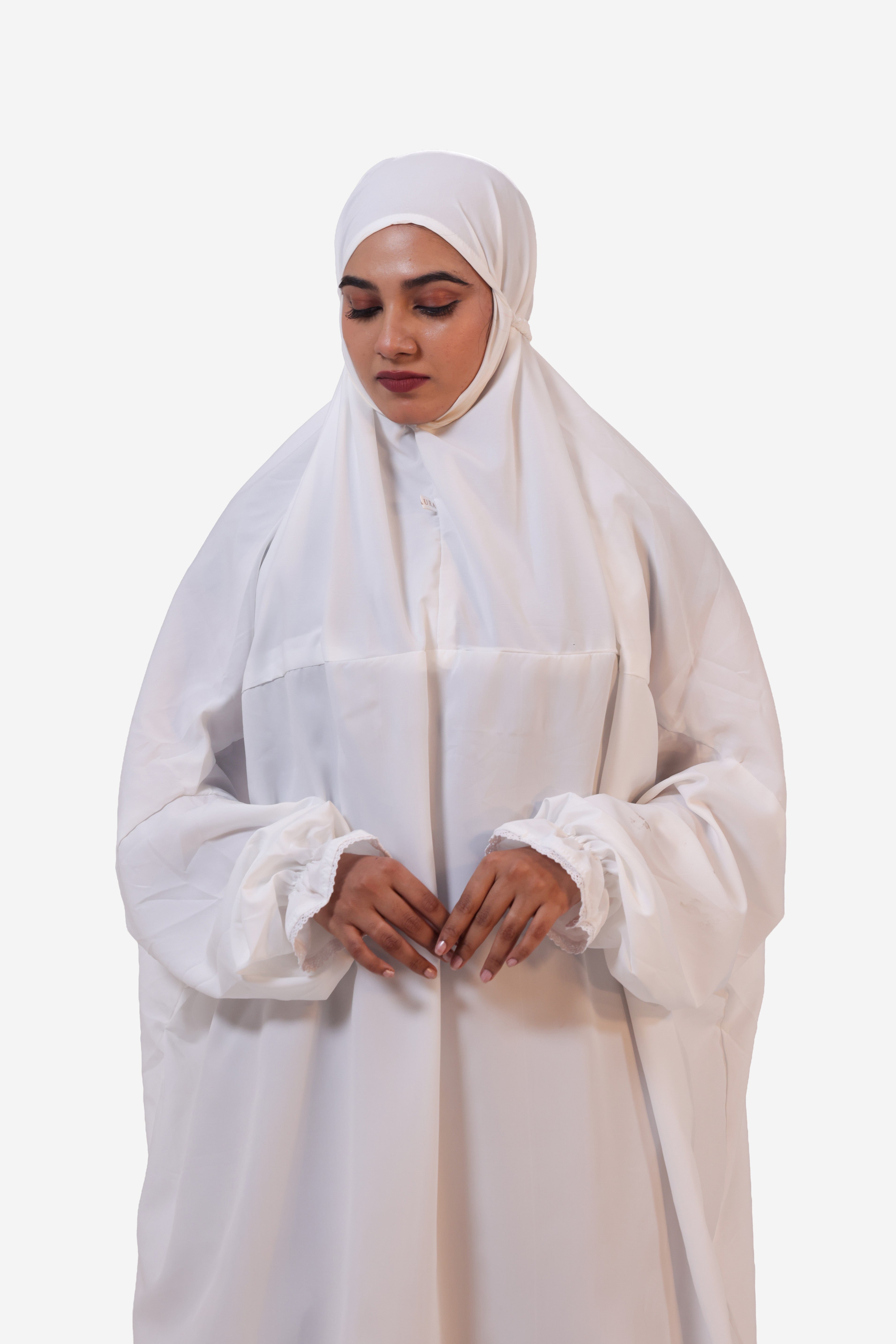 The Laya Series | Premium Plain Crepe White Laya Adan (The Paradise)