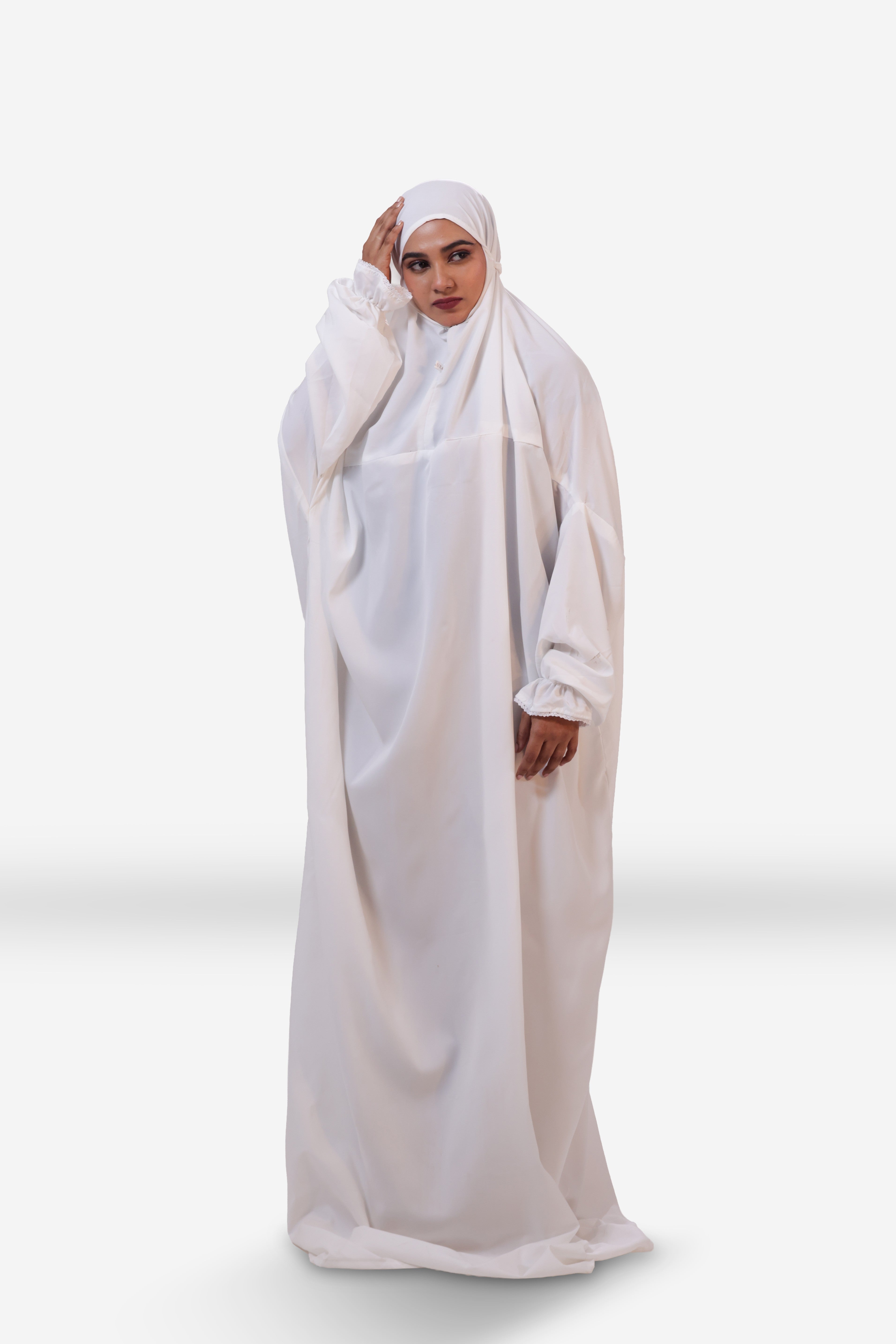 The Laya Series | Premium Plain Crepe White Laya Adan (The Paradise)
