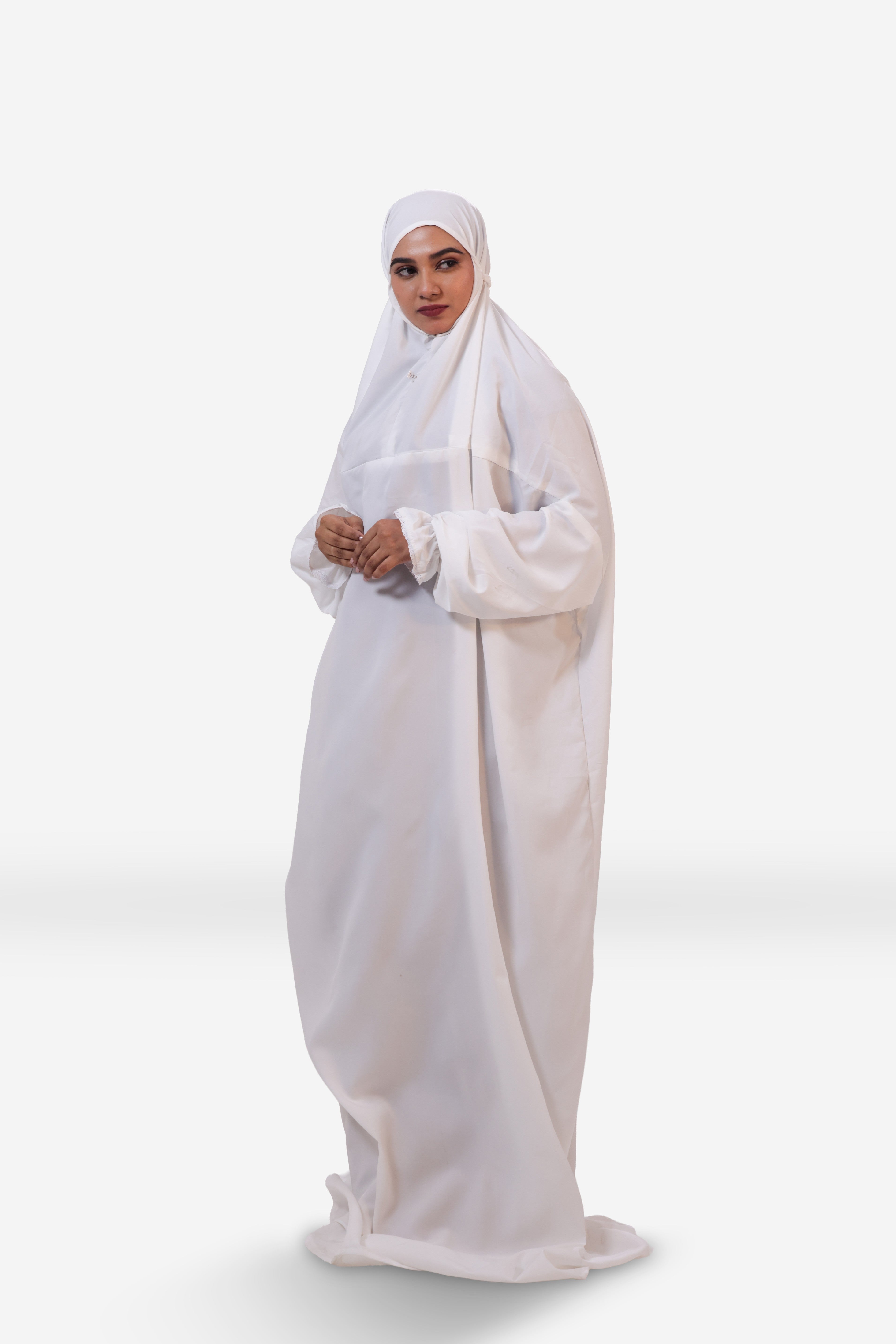 The Laya Series | Premium Plain Crepe White Laya Adan (The Paradise)