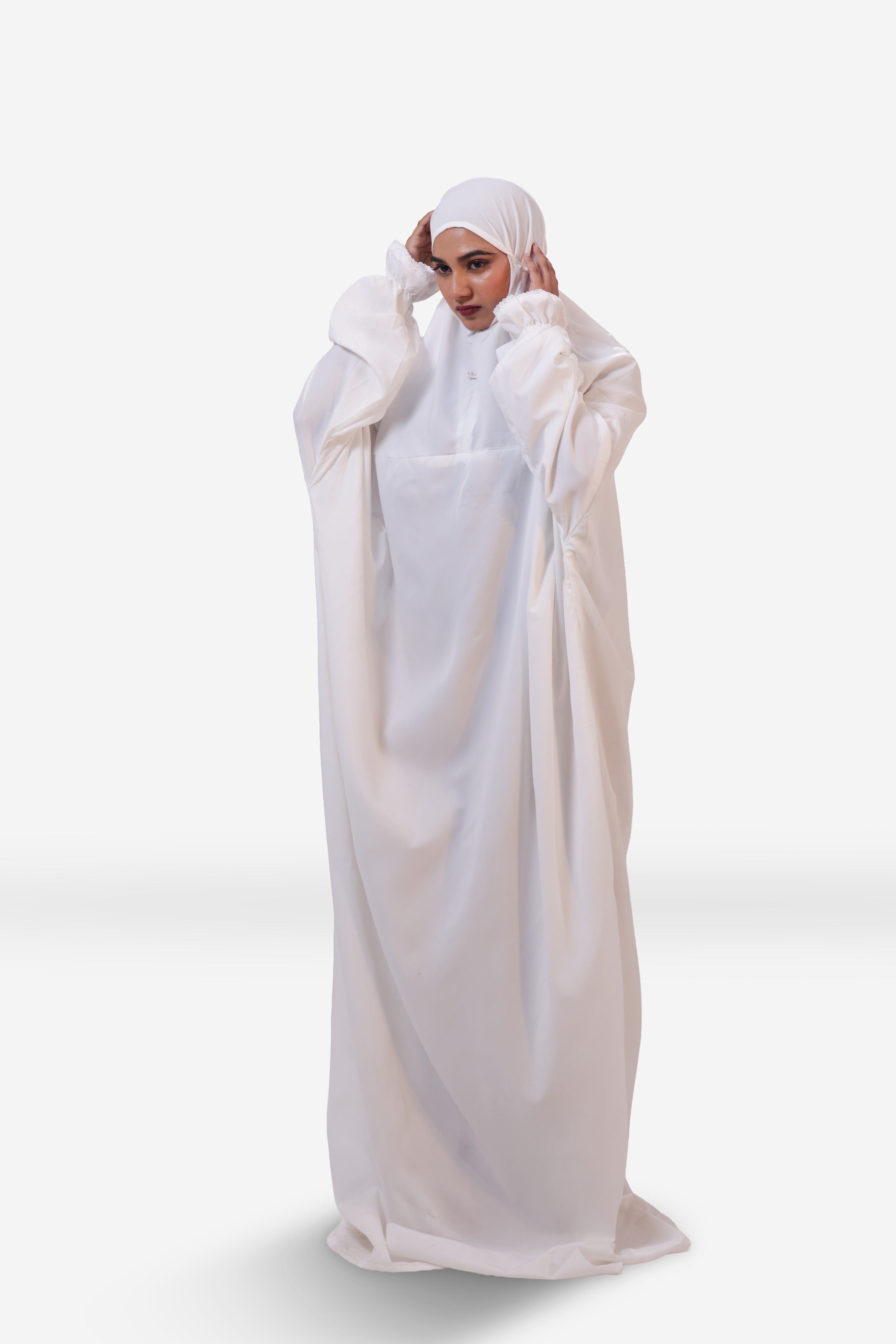 The Laya Series | Premium Plain Crepe White Laya Adan (The Paradise)