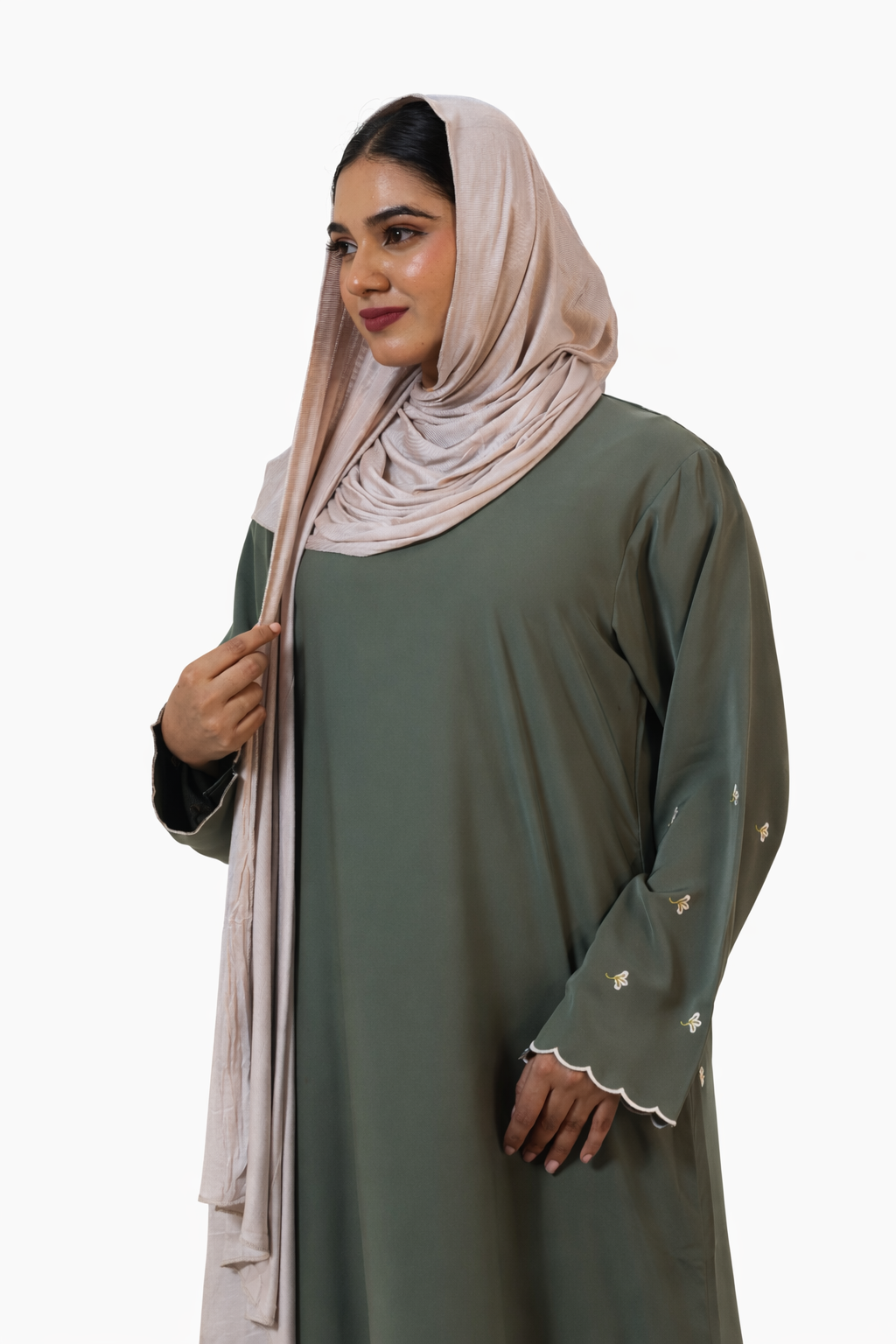 Soft Olive Everyday Elegance Abaya-Premium Imported Nida Fabric